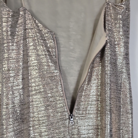 Alice + Olivia Delora Metallic Gold Midi Dress Size 2 Bodycon Cocktail Formal - Picture 10 of 16
